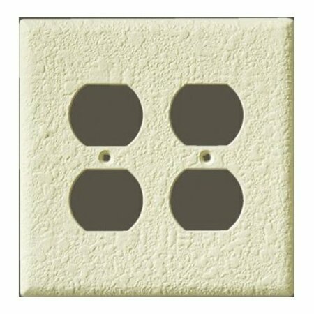 CAN-AM SUPPLY InvisiPlate Outlet Plate, 5 in L, 5 in W, 2 -Gang, Polypropylene, Orange Peel Texture OP-P-2